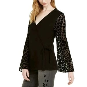 INC Wrap Black Blouse Size Small